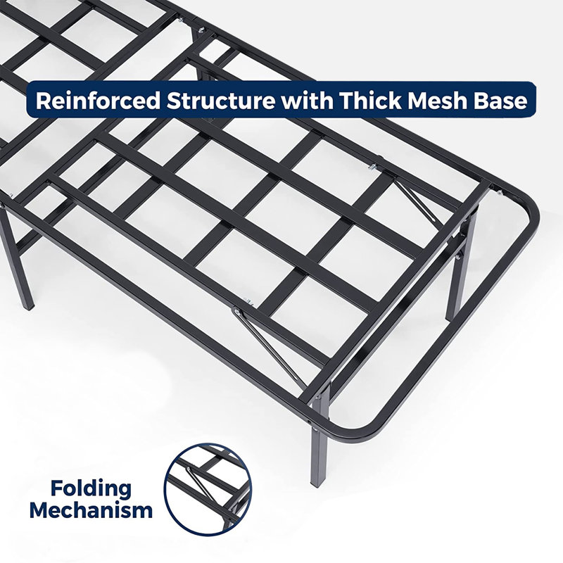 Noise Smartbase Foldable Metal Platform Bed Frame Foundation/Basics, Solid Premium Steel Mesh Base, Single (3')