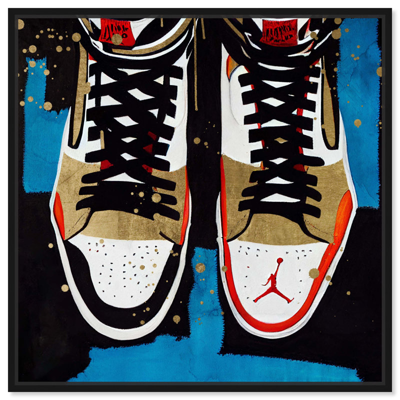«Top Down Sneakers», art moderne par Sneaker par Notoriart, Cadre noir, H 13 po x l 13 po