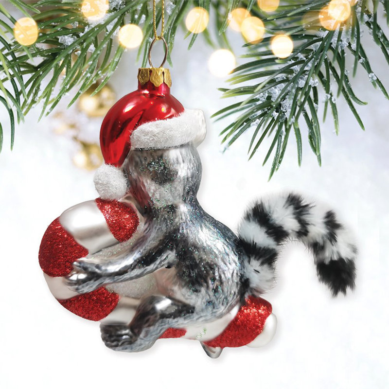 Ornement de Noël lémurien drapé en verre