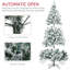 Décoration de Noël artificielle haute 7,5 pi avec 1149 branches floquées par la neige, 550 lumières DEL chaudes ou colorées, base en acier-224249054