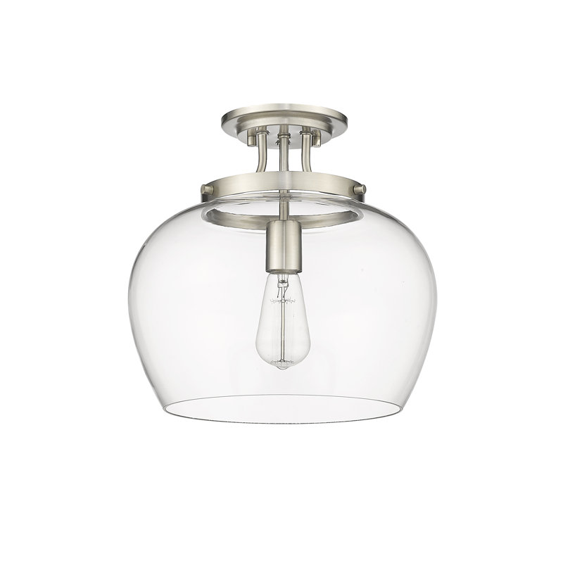 Plafonnier semi-encastré 1 lumière Caridad, Nickel brossé