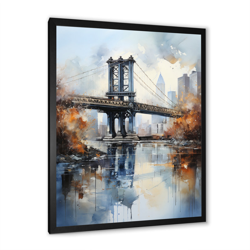 «Ottava Grey Bridge Urban Reflections II», reproduction sur toile, Cadre photo noir, H 32 po x l 24 po x P 1 po