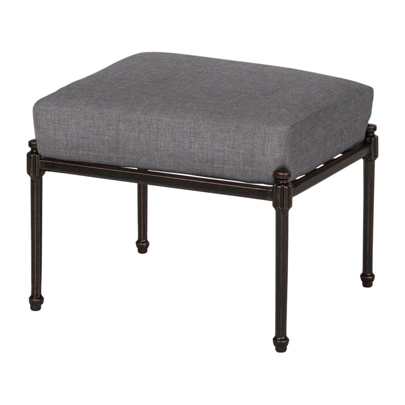 Morro Bay Outdoor Ottoman, Cast Slate Sunbrella® Plainweave, Midnight Gold