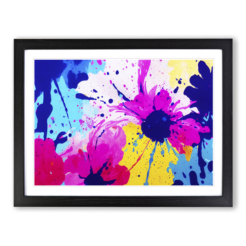 Flower Market Splash Vol.3 Abstract - Single Picture Frame Painting, 46cm H x 64cm W x 2cm D, Black