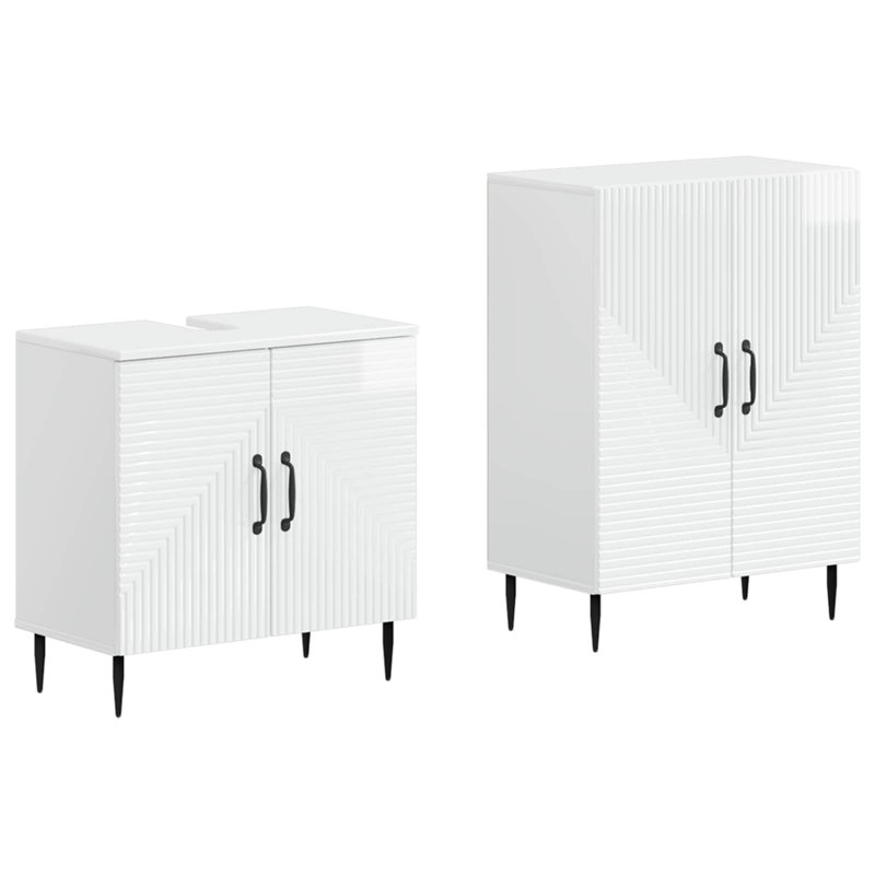 Bathroom Storage Furniture Set, High Gloss White