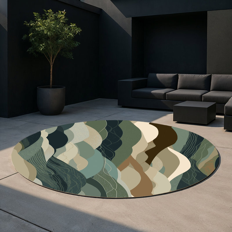 Velvet Peaks Indoor And Outdoor Area Rug, Round 5'