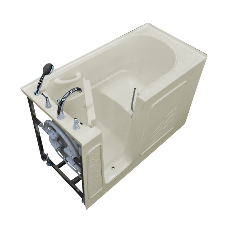 Tucson 60'' x 30'' Soaking Fiberglass Bathtub with Faucet, Biscuit, Left
