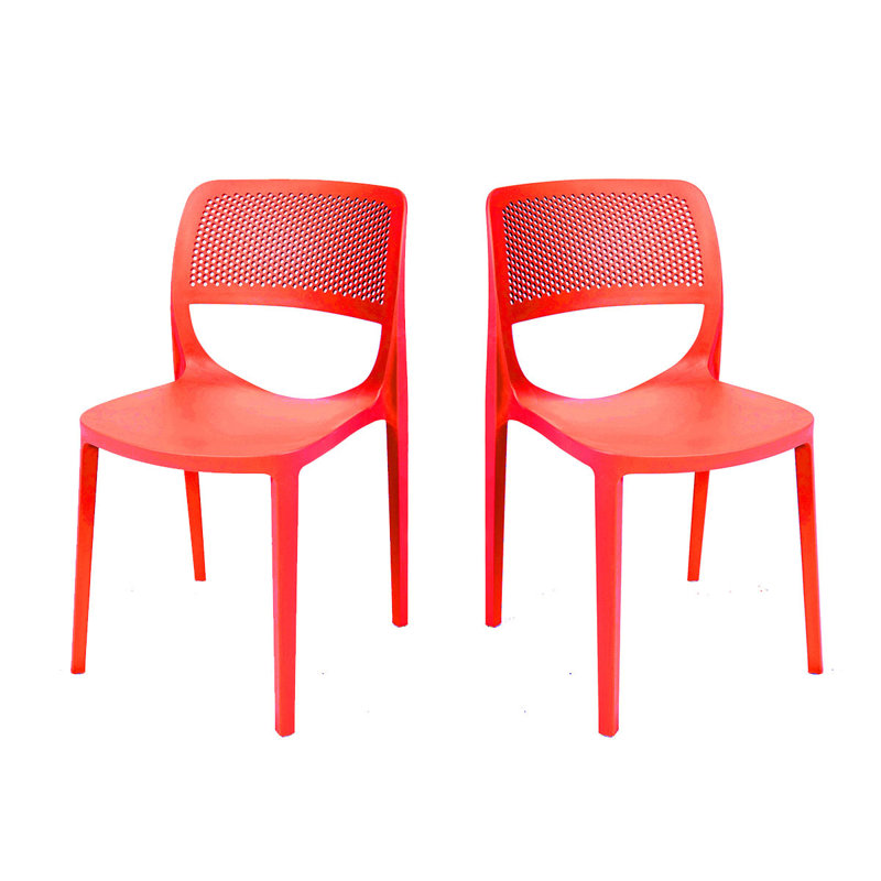 Chaise d'appoint empilable pour patio, Rouge