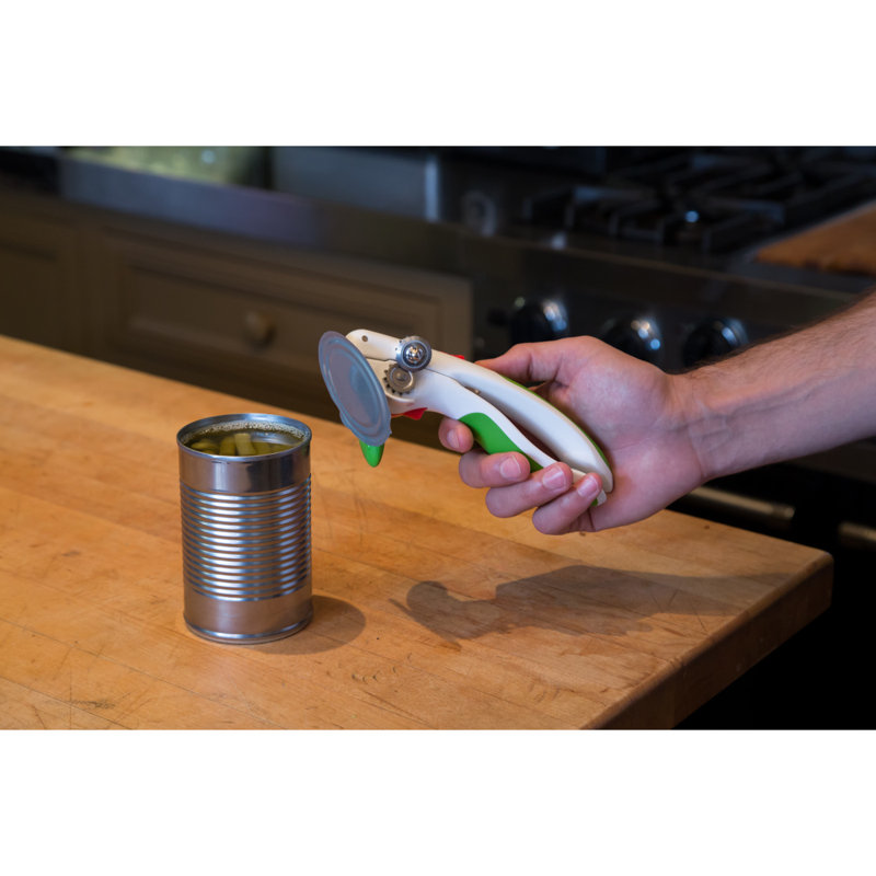 Green Ergonomic Stainless Steel Manual Can Opener with Non-slip Grip