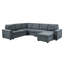 Canapé modulaire gris en tissu tissé 7 places avec repose-pieds Isla