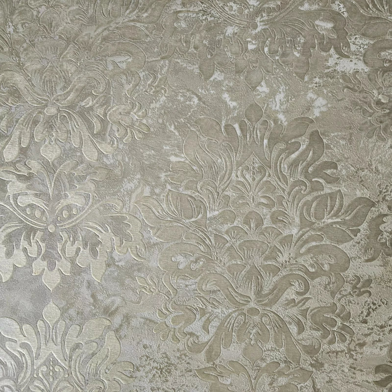 Papier peint texturé damassé taupe