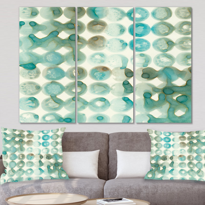 « turquoise aquarelle géométrique i », reproduction d’image multi-pièces sur toile, H 28 po x l 36 po x P 1 po