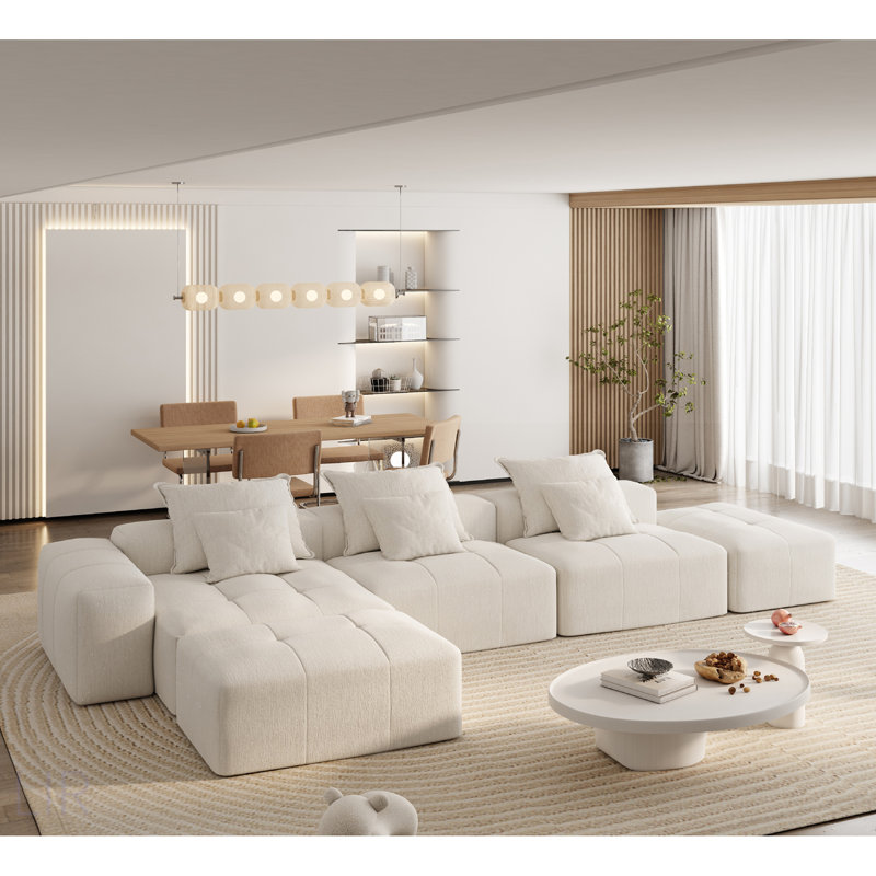 Canapé modulaire surdimensionné moderne surdimensionné, tissu chenille étincelant, coussin moelleux, 6 coussins, combinaison de 6 pièces de bricolage