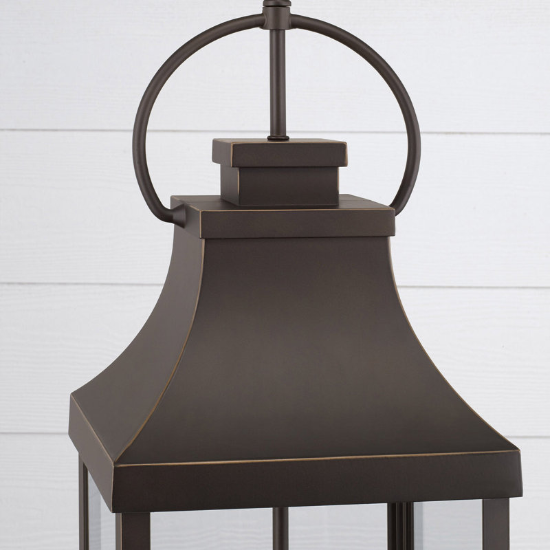 Lanterne suspendue d'extérieur 4 lumières l 9 po x H 29,5 po avec verre transparent Caden, Bronze huilé