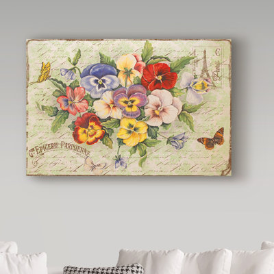 «Pansies and Butterflies» de Deagen, reproduction sur toile tendue