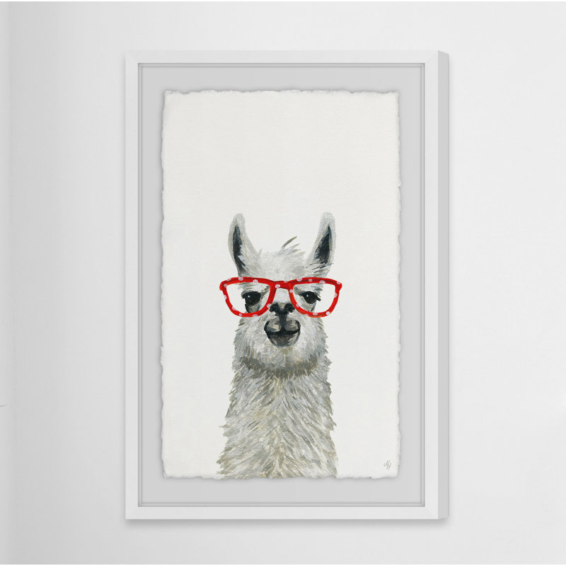 Harland «Red Trendy Llama», reproduction encadrée, H 24 po x l 16 po x P 1,5 po, Cadre blanc