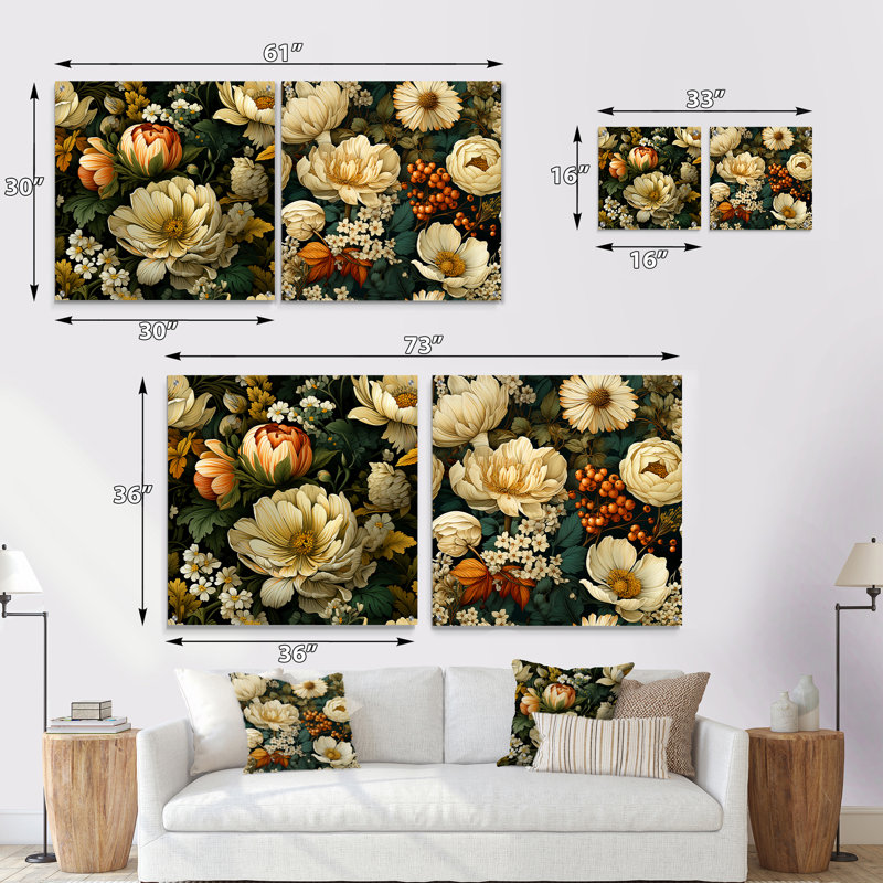 Monette - Ensemble de 2 art mural en verre acrylique, H 16 po x l 33 po