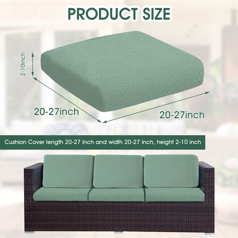 Fabric Box Cushion Slipcover, Matcha Green Fabric