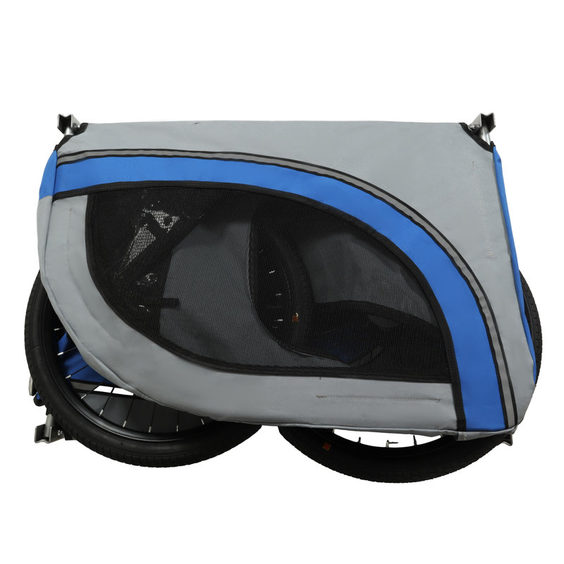Grande remorque pliante pour chiens avec support en acier d'une capacité de 66 lb avec structure en acier, housse de pluie et drapeau de sécurité