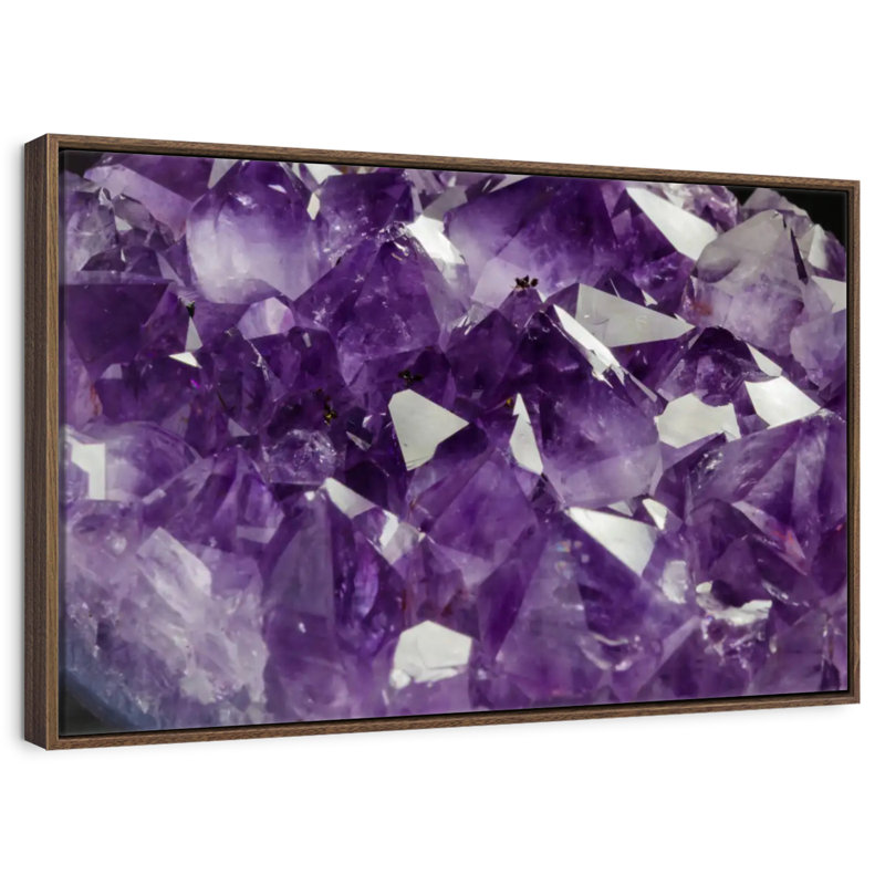 Cristal améthyste mauve, Cadre flottant noyer, 40 po x 27 po