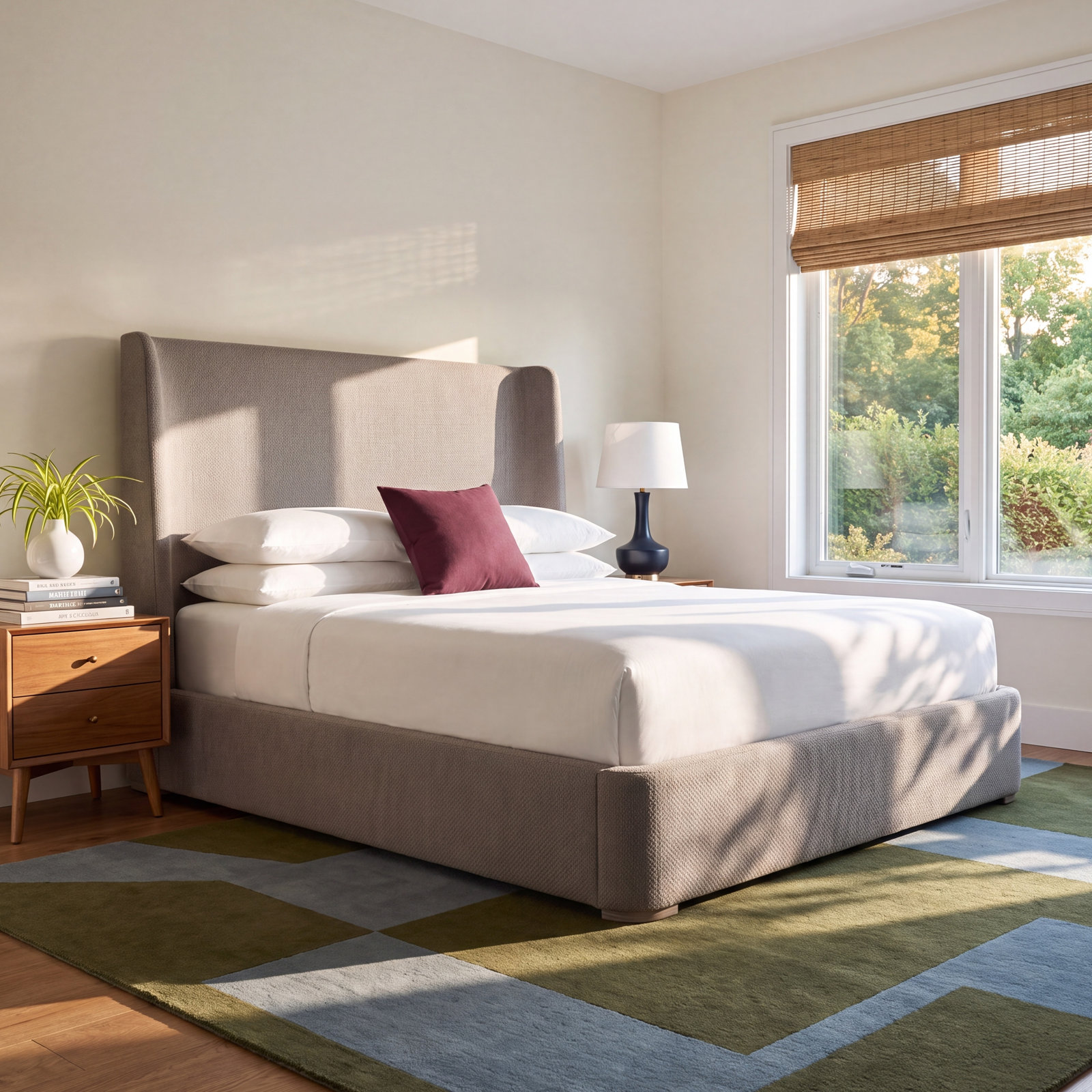 Puro Upholstered Wingback Bed