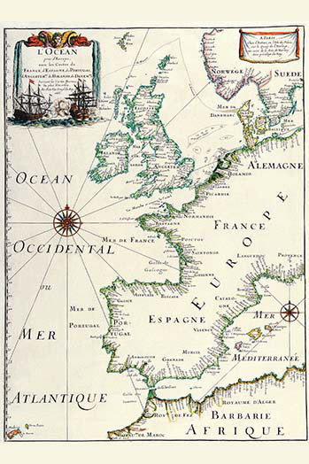 « europe » par matthias merian-impression d’art graphique, H 36 po x l 24 po x P 1,5 po