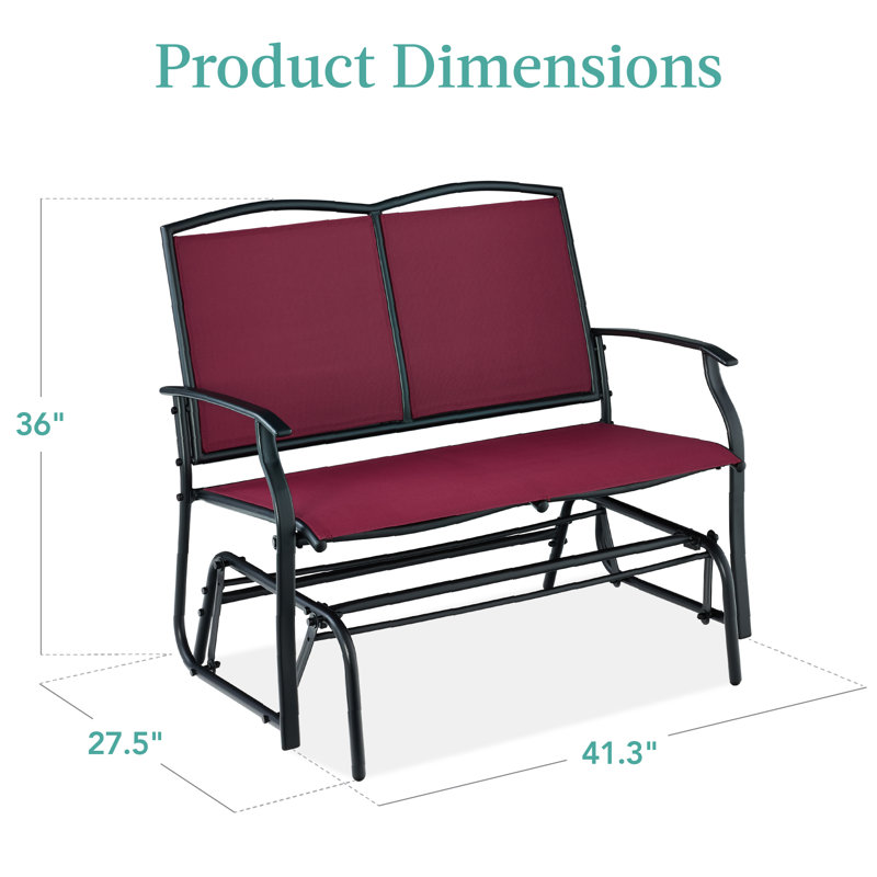 Fauteuil oscillant d'extérieur en métal Nethuki, Bordeau/noir