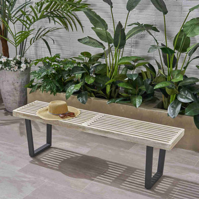 Banc en bois d'acacia à rayures Minimalist