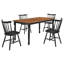 Ensemble de table de salle à manger Halie, bois brun noyer, chaises à dossier fuselé-114733303