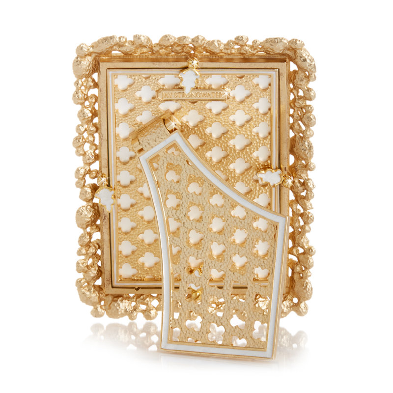 Bejeweled Collection Metal Picture Frame, White Opal