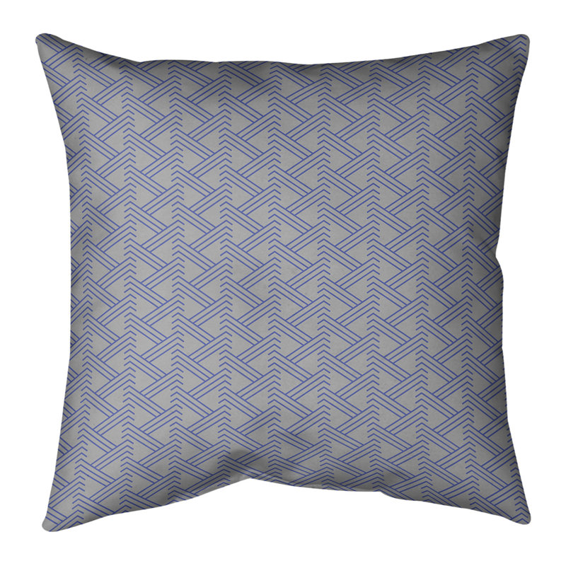 Coussin décoratif à motif zig zag classique, Bourre en polyester, H 14 po x l 14 po, Complet gris et bleu