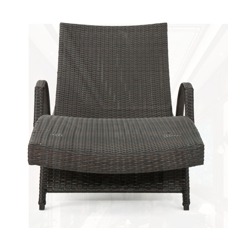 PE WICKER CHAISE LOUNGE, Brown Multi, 2