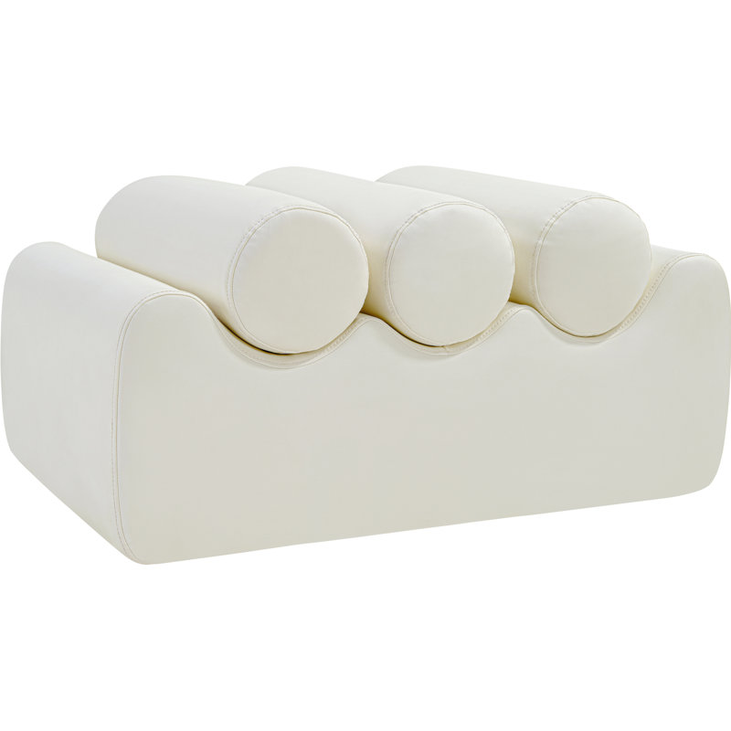 Rumble Vegan Leather Bench, 16.5" H x 32" W x 22" D, Cream Vegan Leather
