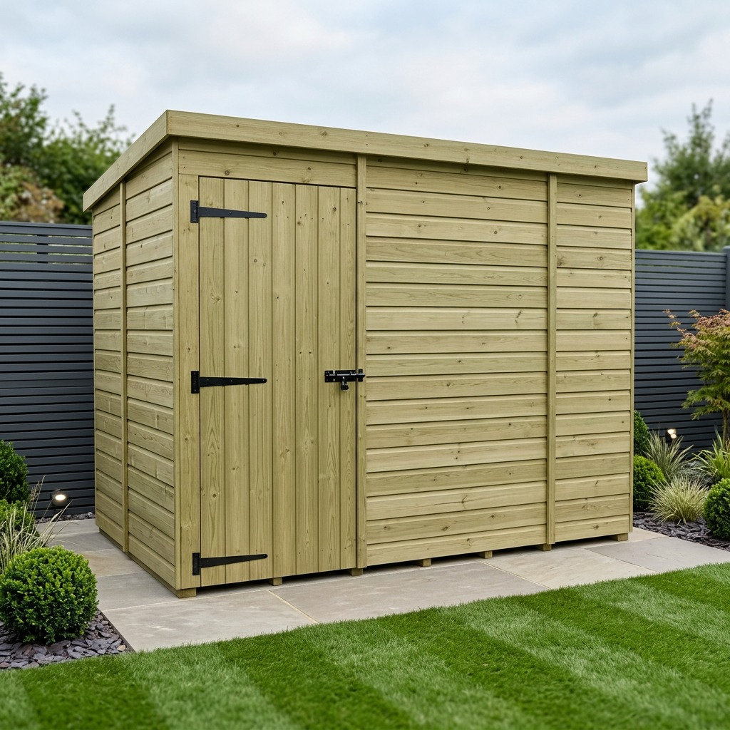 Total Sheds 9ft x 5ft Pent Garden Shed - Single Door - No Windows - Pressure Treated Timber - UK Manufactured