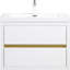 30" Wall-Mounted Bathroom Vanity With Sink, Floating Bathroom Storage Cabinet With Stone Resin Countertop And Soft Close Drawers-117193768