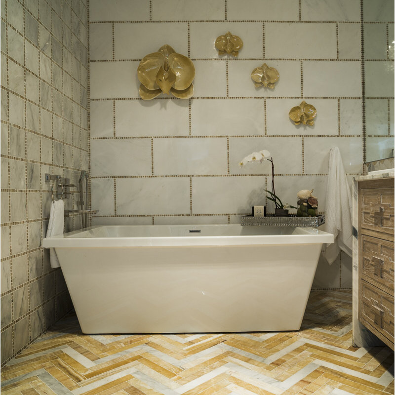 Lucy 66'' x 36'' Air Acrylic Bathtub, Satin Nickel
