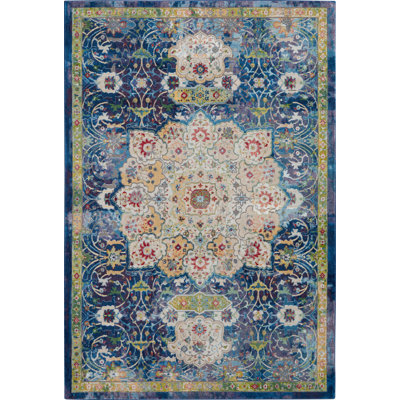 Tapis bleu d'inspiration persane Raymond