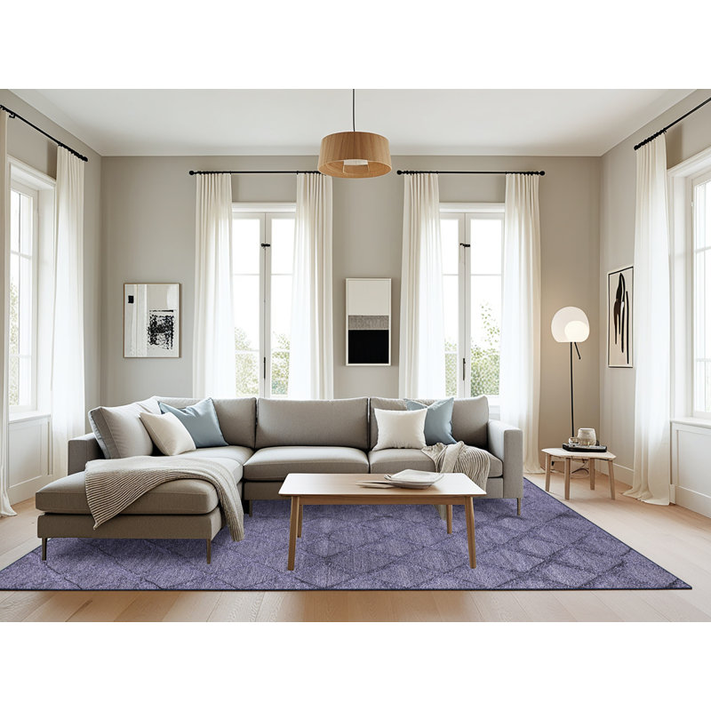 Tapis mauve à motif géométrique Menderes, Rectangle 8 pi x 10 pi