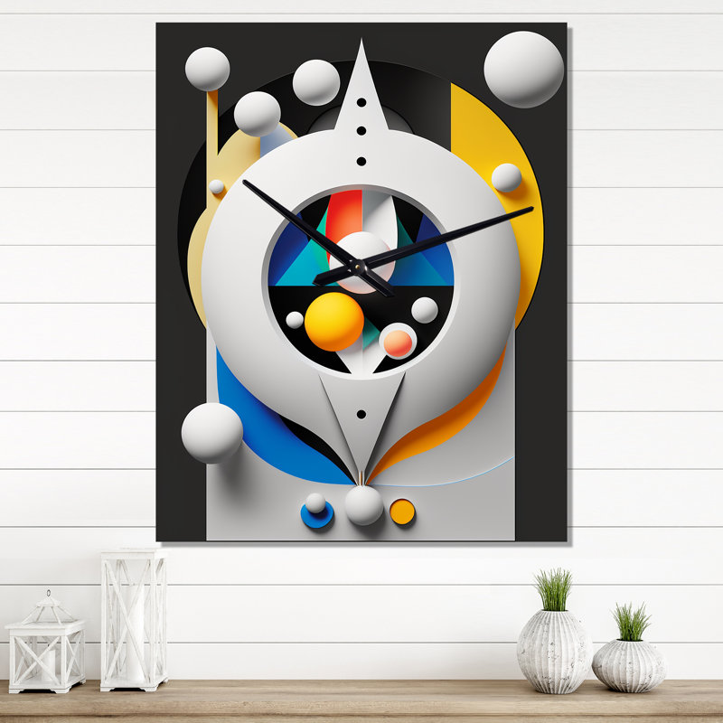 Horloge murale géométrique rétro Awesome Minimalisme II, H 40 po x l 30 po x P 1 po