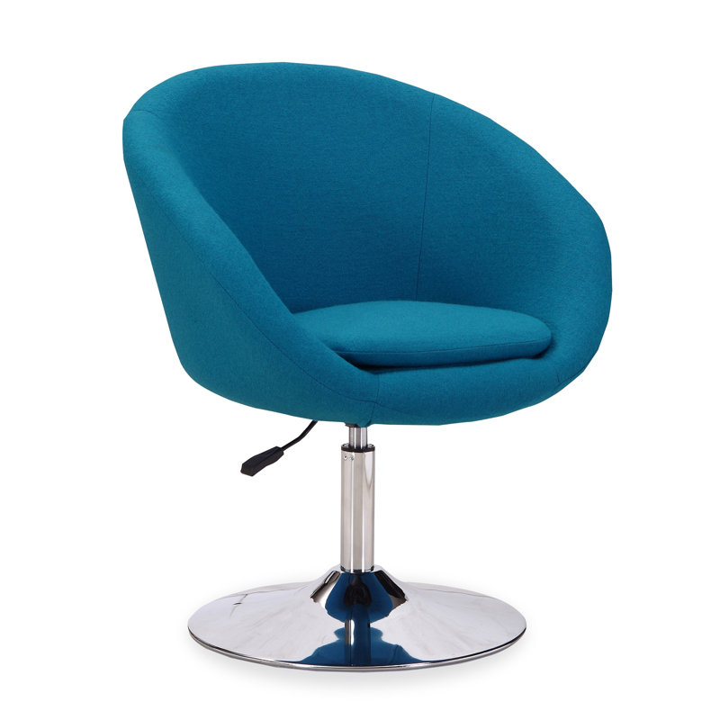 Hopper Modern Wool Blend Upholstered Metal Swivel Accent Chair in Blue, Blue Wool
