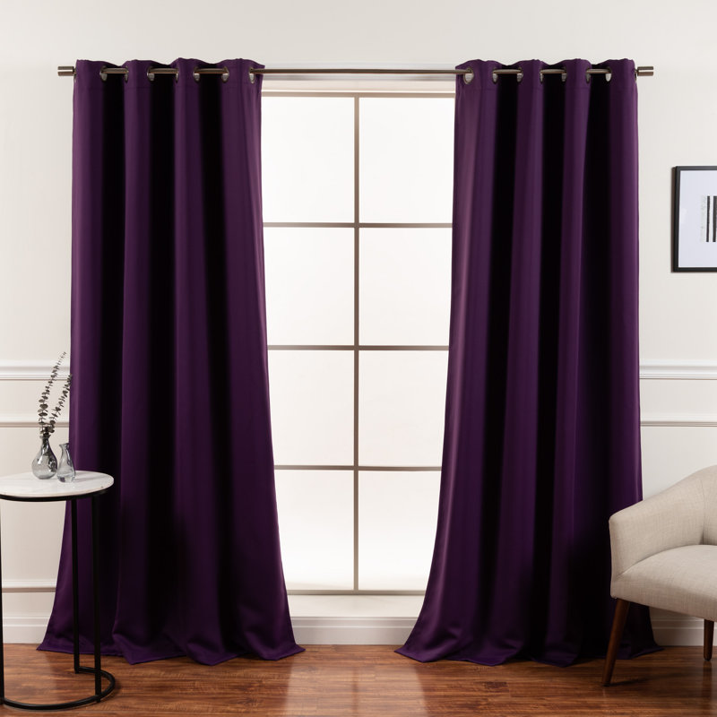 Adina Sevan Solid Thermal Grommet Curtain Panels, 52"W x 72"L, Purple