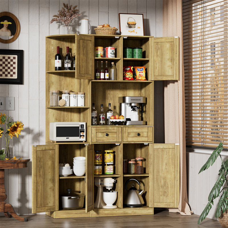 Garde-manger 71 po avec portes de ferme et tablette à micro-ondes Jadaya
