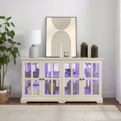 LED Curio Display Cabinet Antique Display Cabinet With Glass Doors Adjustable Shelves For Collectibles Four Door Design Vintage Showcase For Home Or Office Antique Display Case