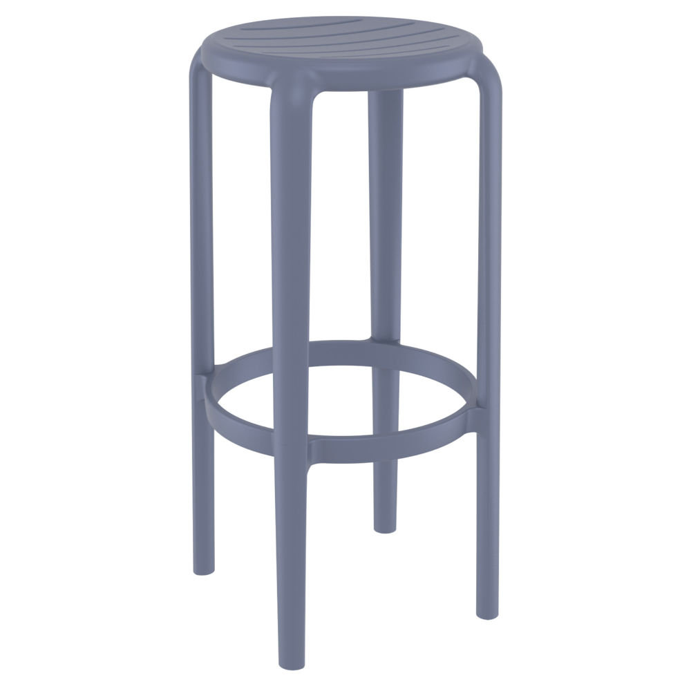 Awan Backless Outdoor Bar Stool, Dark Gray, 29.75"