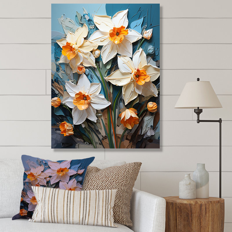 «Fauvist Verve Daffodils Brushwork», reproduction sur toile encadrée, Toile tendue, H 20 po x l 12 po x P 1 po