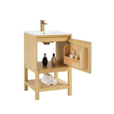 Meuble-lavabo en bois massif de 20 po avec tablette réglable