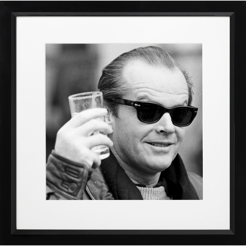 Jack Nicholson - Print on Wood, Black, 51cm H x 51cm W x 5cm D