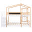 Lit superposé avec fenêtres de toit, tableau noir et rangement, lit double sur plateforme, finition en bois naturel blanc, garde-corps à profil bas, structure en 3 étapes pour dormir-2005677066
