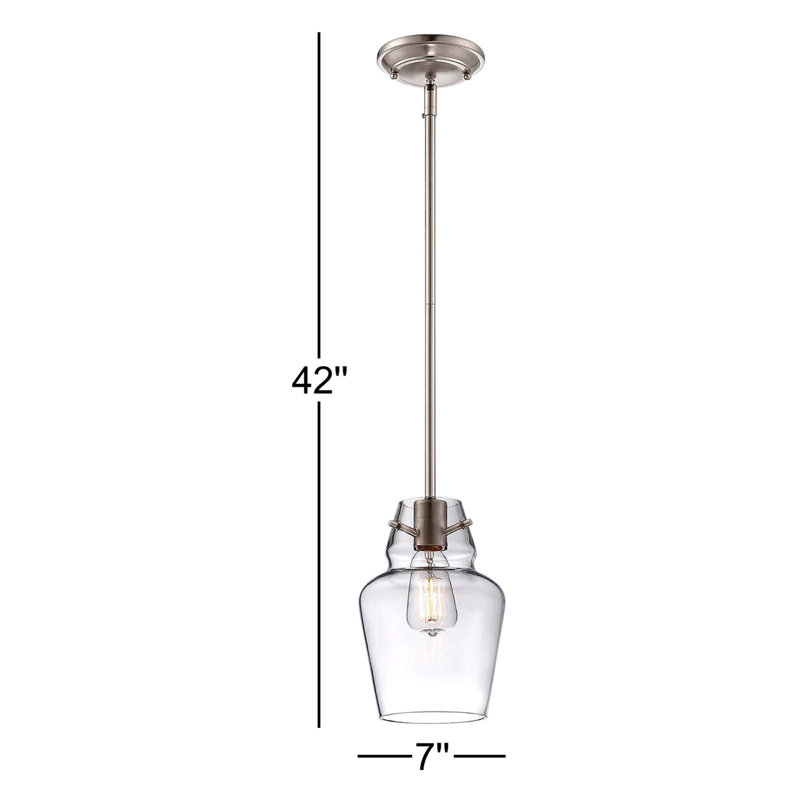 Mini-luminaire suspendu en nickel satiné 1 lumière Savoy House, Nickel satiné