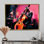 Jazz duo contrebasse et piano rétro rose - décor d'art mural musicien
